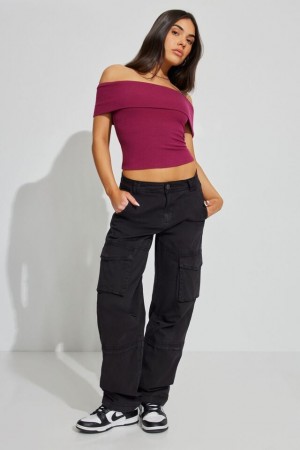 Black Women Garage Remi Straight Cargo Pants | A-4581097