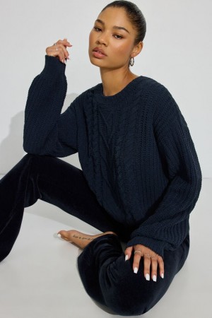 Blue Women Garage Chenille Oversized Sweater | A-6705128