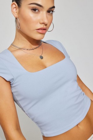 Blue Women Garage Portia Square Neckline T Shirts | A-8690721