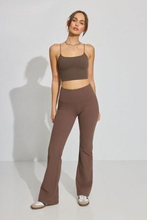 Brown Women Garage Flare Leggings | A-3150648