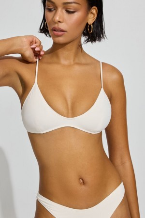 Light Blue / White Women Garage Fixed Triangle Bikini Top | A-4065237