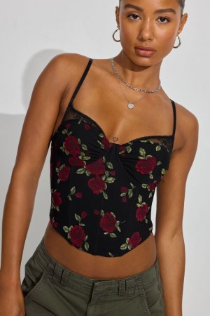 Rose / Black Women Garage Sabrina Peek-a-boo Tank Top | A-2869501