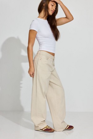 White Women Garage Low Rise Pants | A-4791380