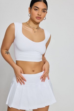 White Women Garage Seamless Cap Sleeve T Shirts | A-8256940