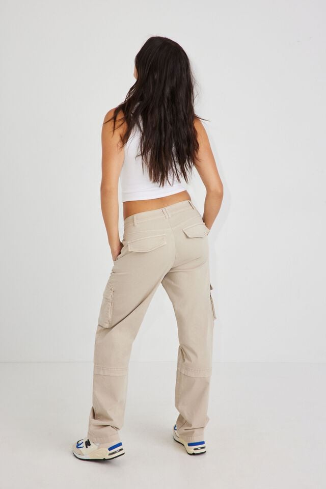 Beige Women Garage Remi Straight Cargo Pants | A-8742513