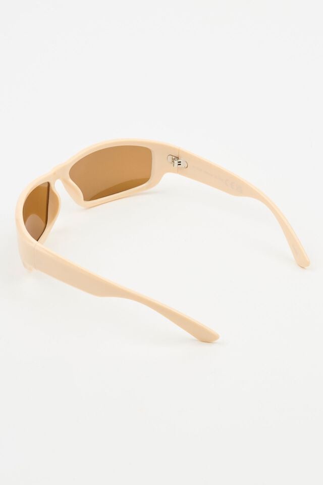 Beige / Brown Women Garage Sporty Wrap Sunglasses | A-3091682