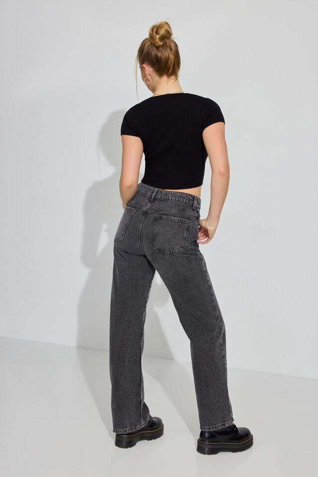 Black Women Garage 90s Straight Jeans | A-4619287