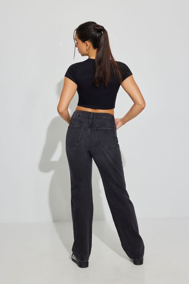 Black Women Garage 90s Straight Jeans | A-4619287