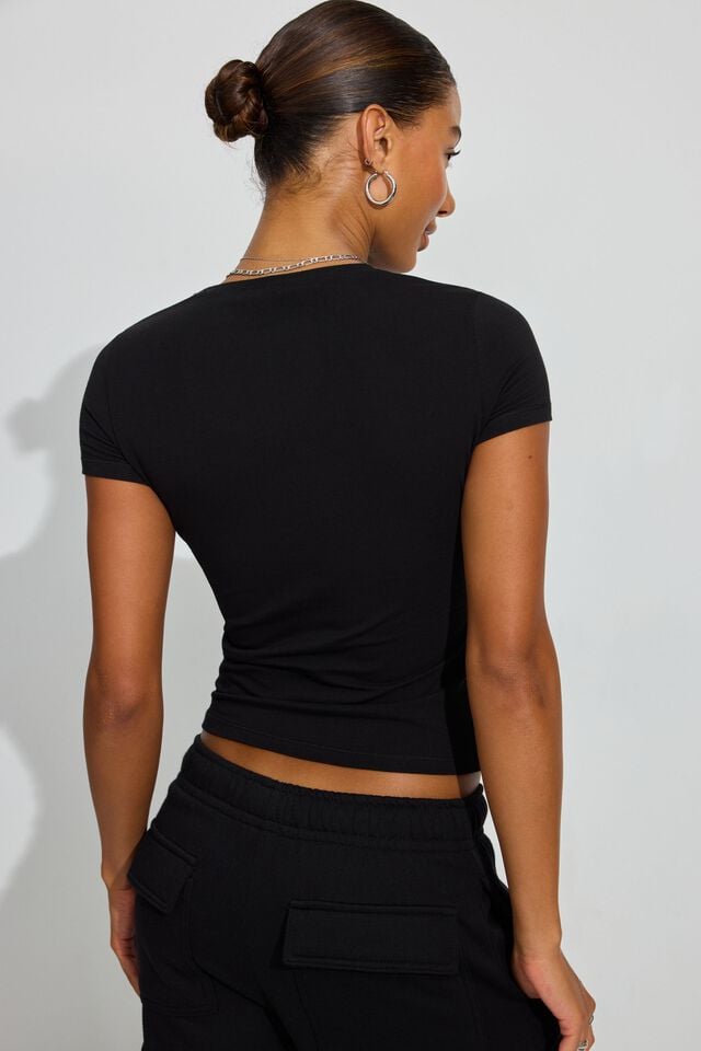 Black Women Garage Estelle Longline T Shirts | A-7365189