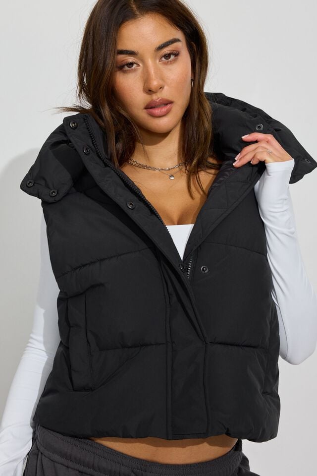 Black Women Garage Perfect Puffer Vest | A-3761205