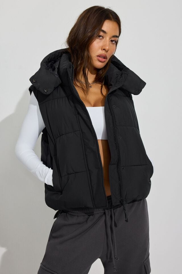 Black Women Garage Perfect Puffer Vest | A-3761205