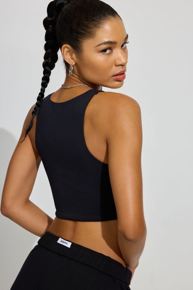 Black Women Garage Seamless Ruched Tank Top | A-8951634