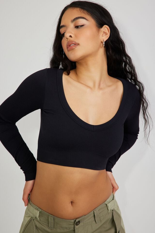 Black Women Garage Sonia Seamless Long Sleeve | A-7046152