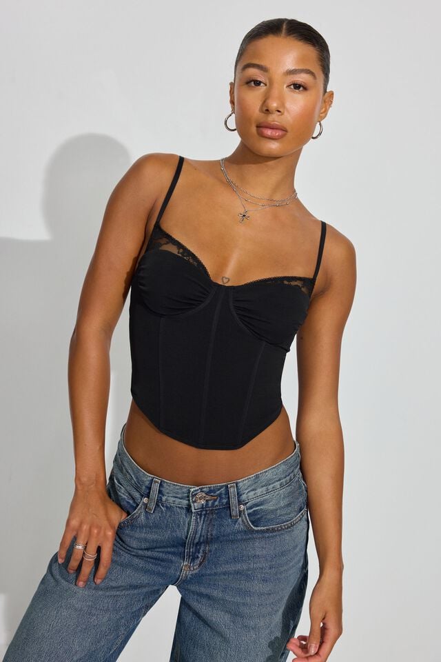 Black / Black Women Garage Sabrina Peek-a-boo Tank Top | A-8527109