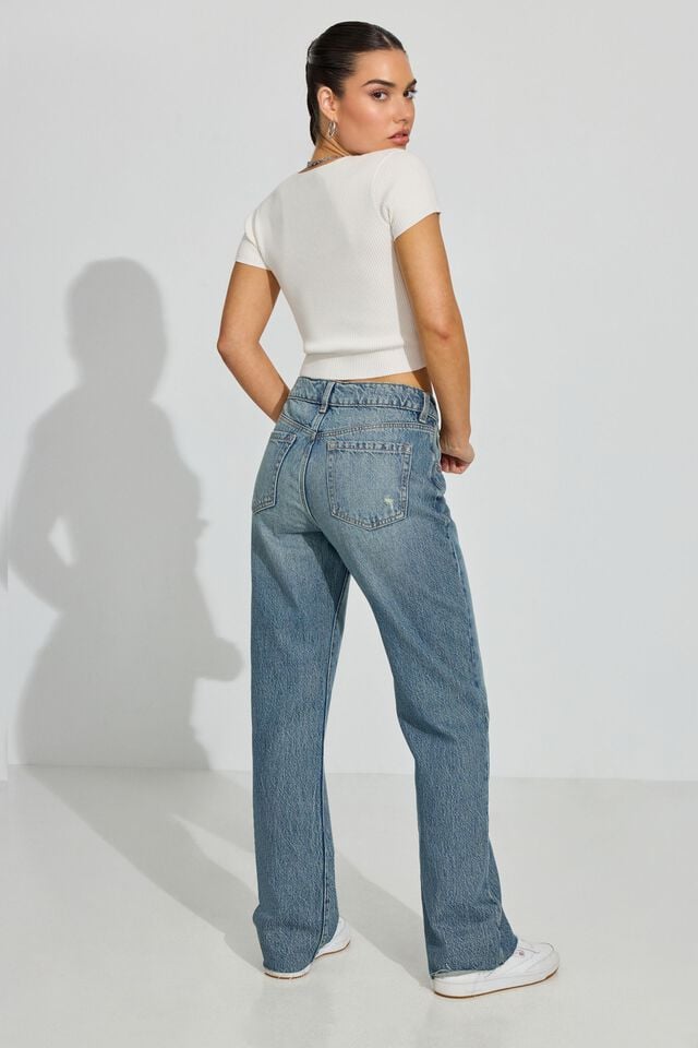 Blue Women Garage 90s Straight Jeans | A-4281576