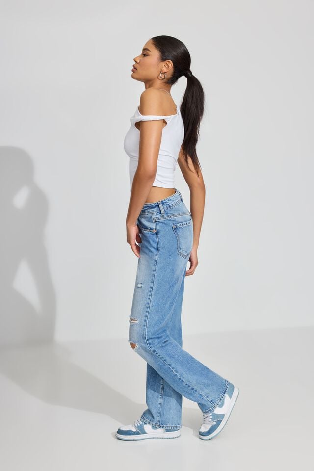 Blue Women Garage 90's Straight Jeans | A-8637451