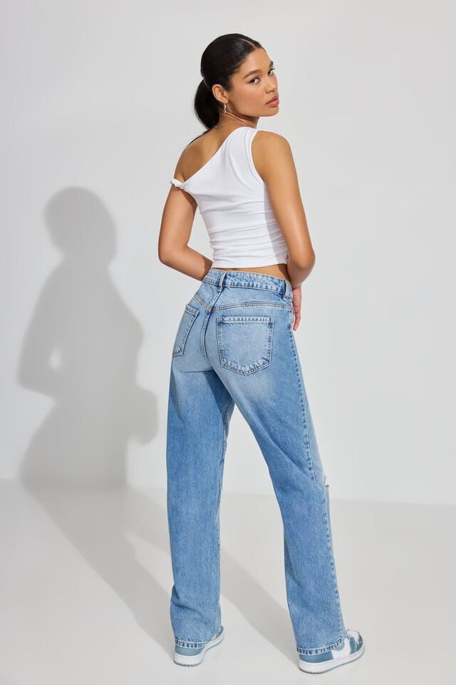 Blue Women Garage 90's Straight Jeans | A-8637451