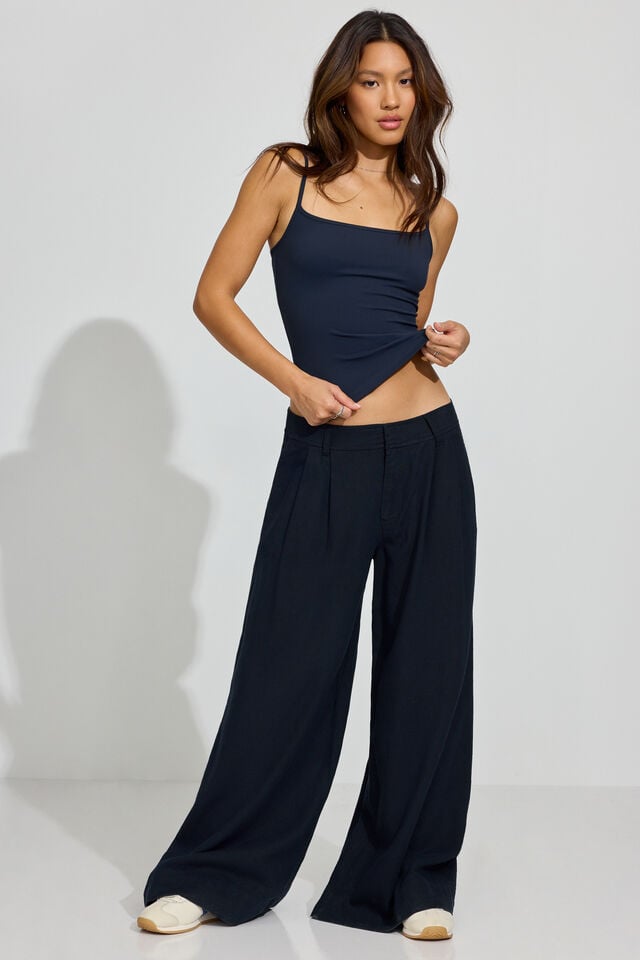 Blue Women Garage Baggy Linen Pants | A-8935126