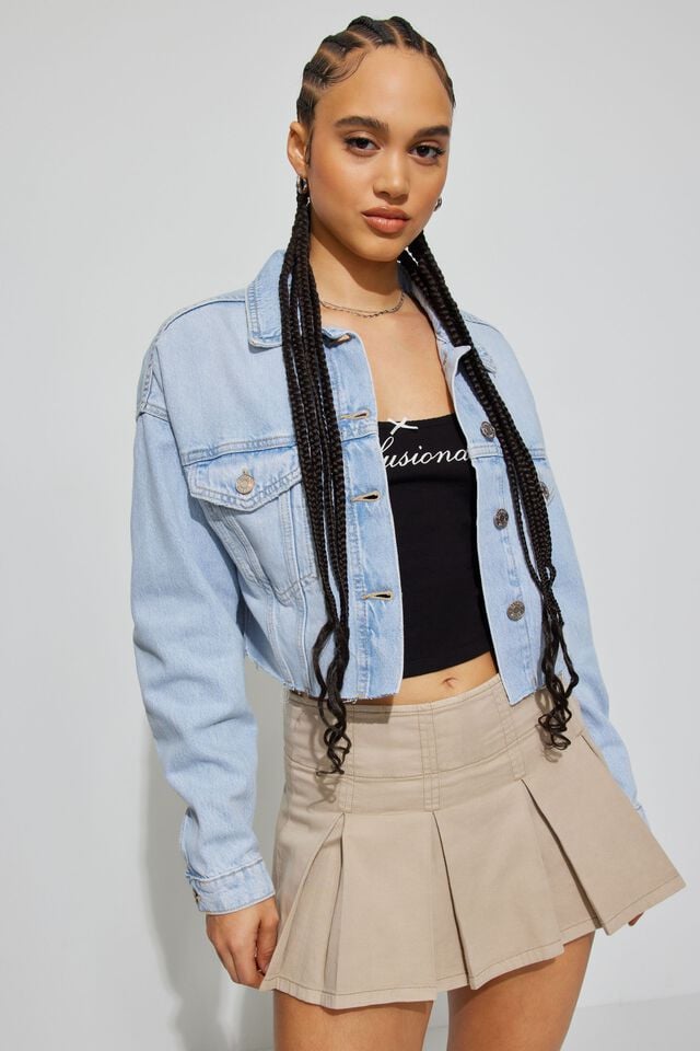 Blue Women Garage Boyfriend Crop Jackets | A-3816972