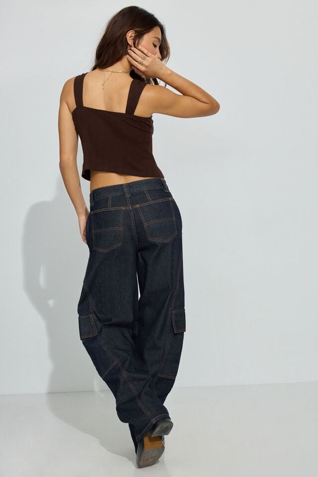 Blue Women Garage Low Rise Baggy Cargo Pants | A-8650279