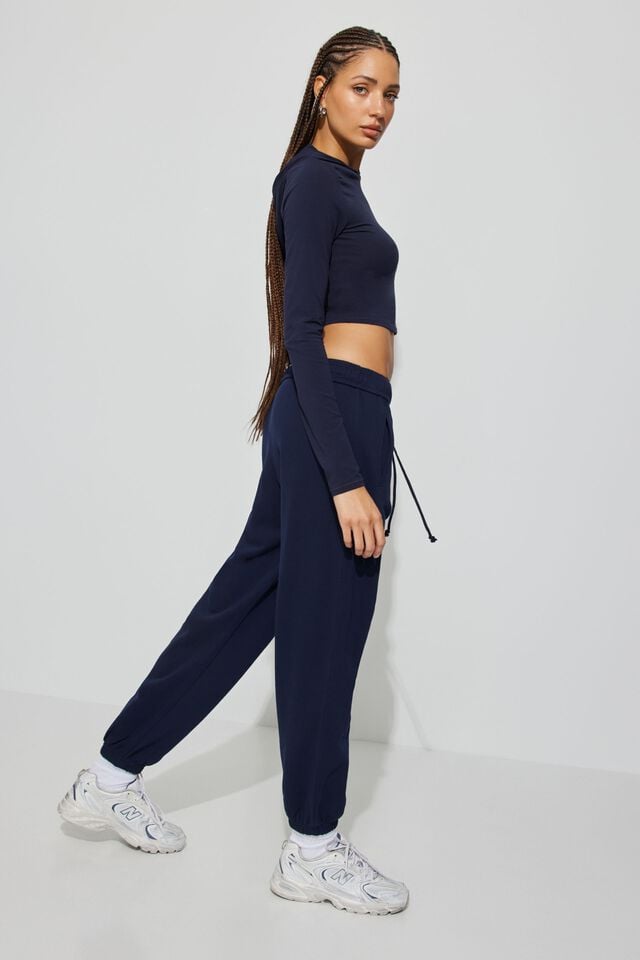 Blue Women Garage Mid Rise Sweatpants | A-2053746