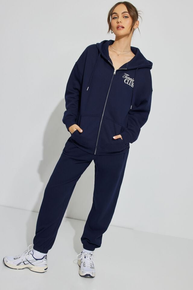 Blue Women Garage Oversized Zippie Hoodie | A-9126805