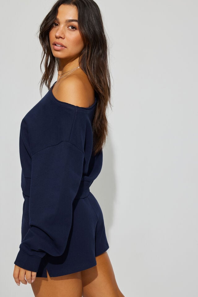 Blue Women Garage Softterry Off Shoulder Sweatshirts | A-5329076