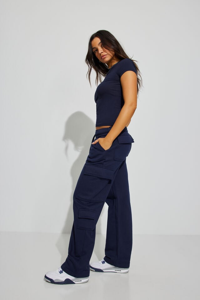 Blue Women Garage Ultrafleece Cargo Pants | A-4813075