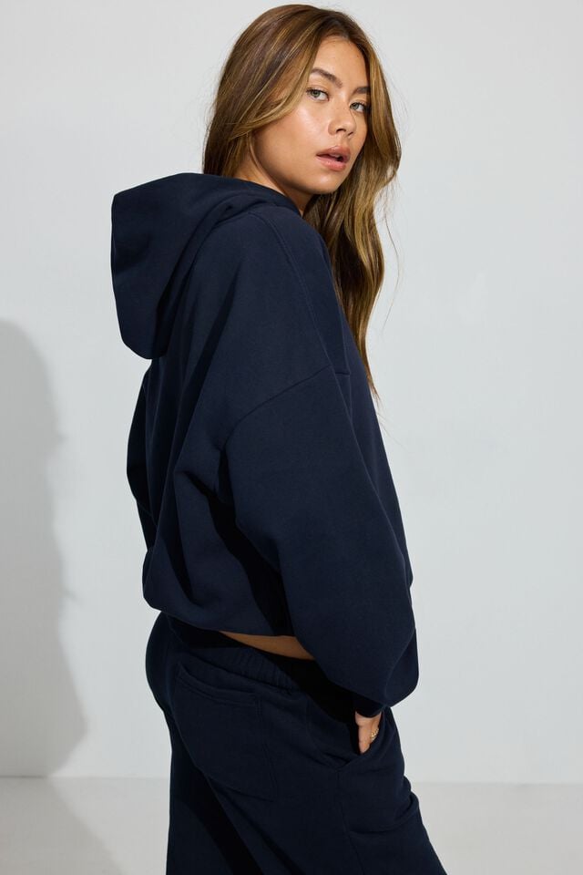 Blue Women Garage Ultrafleece Hoodie | A-7142038