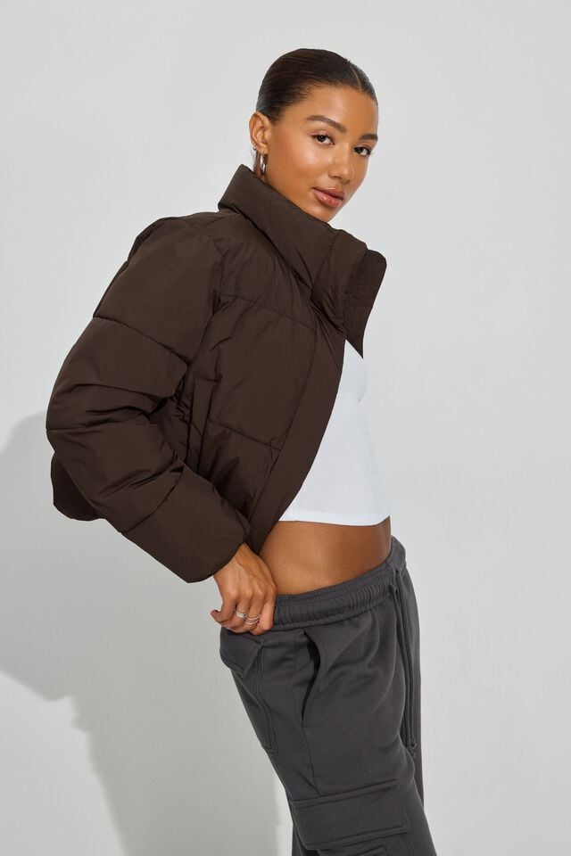 Brown Women Garage Mini Down Jackets | A-0263751