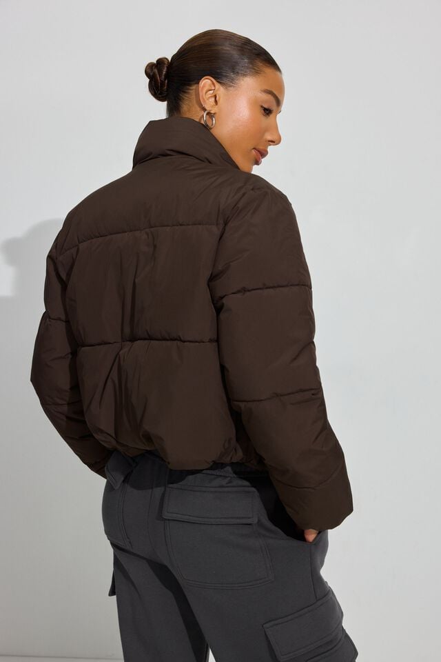 Brown Women Garage Mini Down Jackets | A-0263751