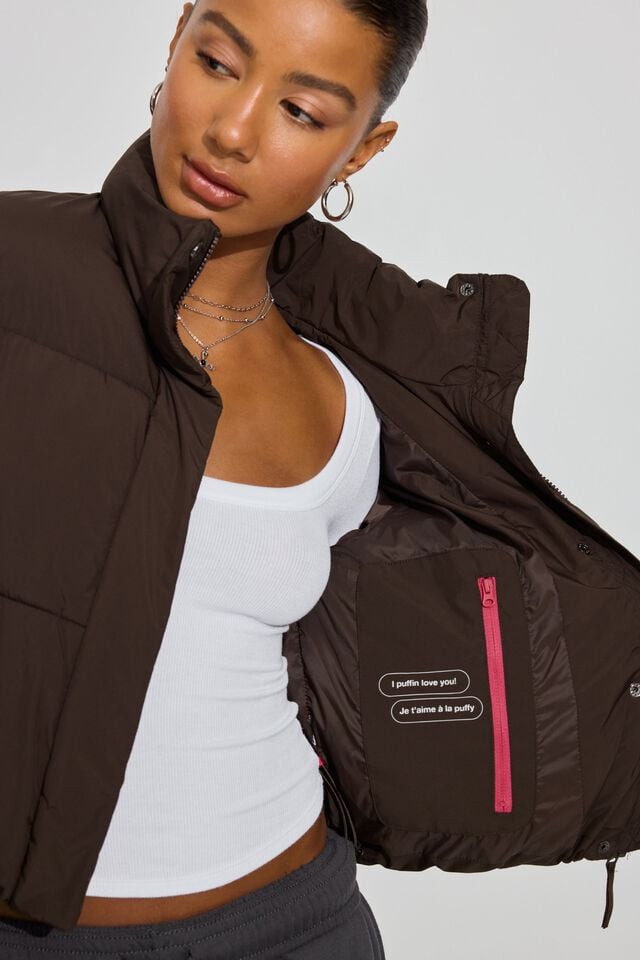 Brown Women Garage Mini Down Jackets | A-0263751