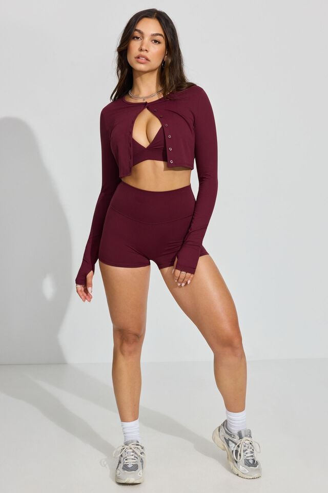 Burgundy Women Garage Softactive Crop Cardigan | A-5246307