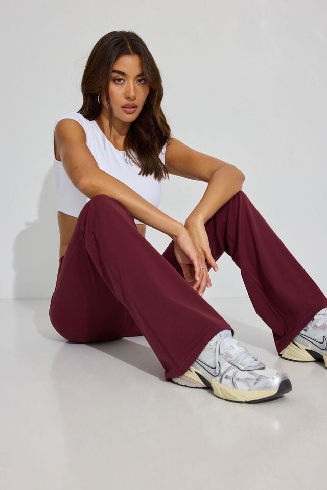 Burgundy Women Garage Softactive Flare Leggings | A-9286701