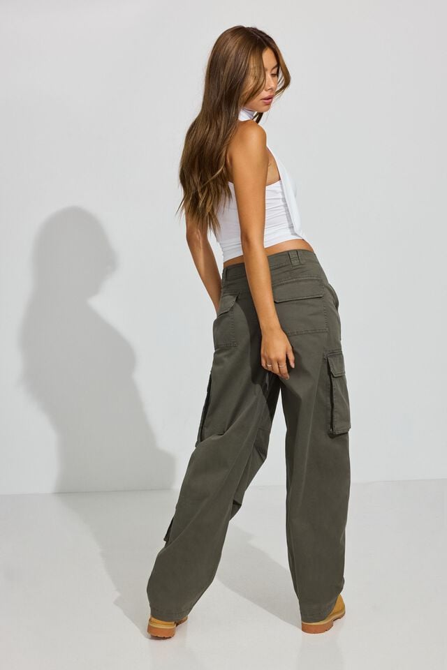 Dark Green Women Garage Ashton Barrel Cargo Pants | A-6182539