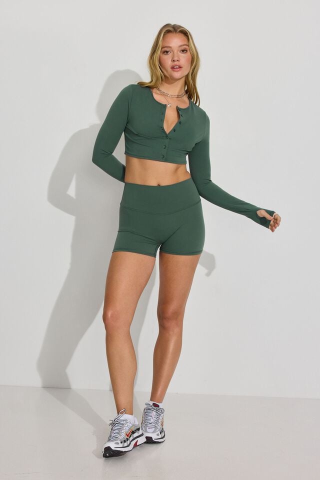 Dark Green Women Garage Softactive Booty Shorts | A-6154082