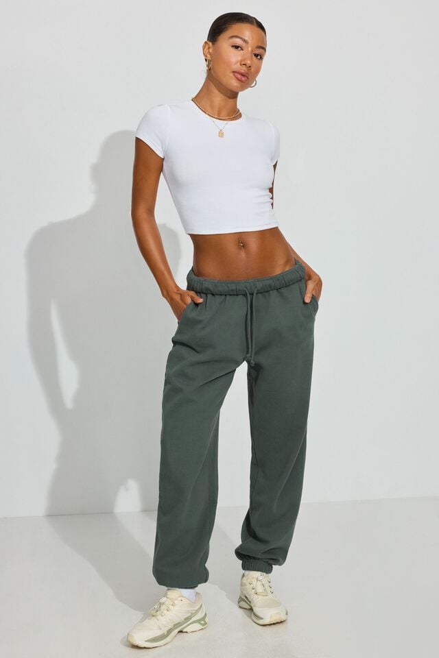 Dark Green Women Garage Ultrafleece Boyfriend Sweatpants | A-9108372