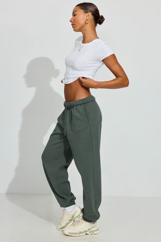 Dark Green Women Garage Ultrafleece Boyfriend Sweatpants | A-9108372