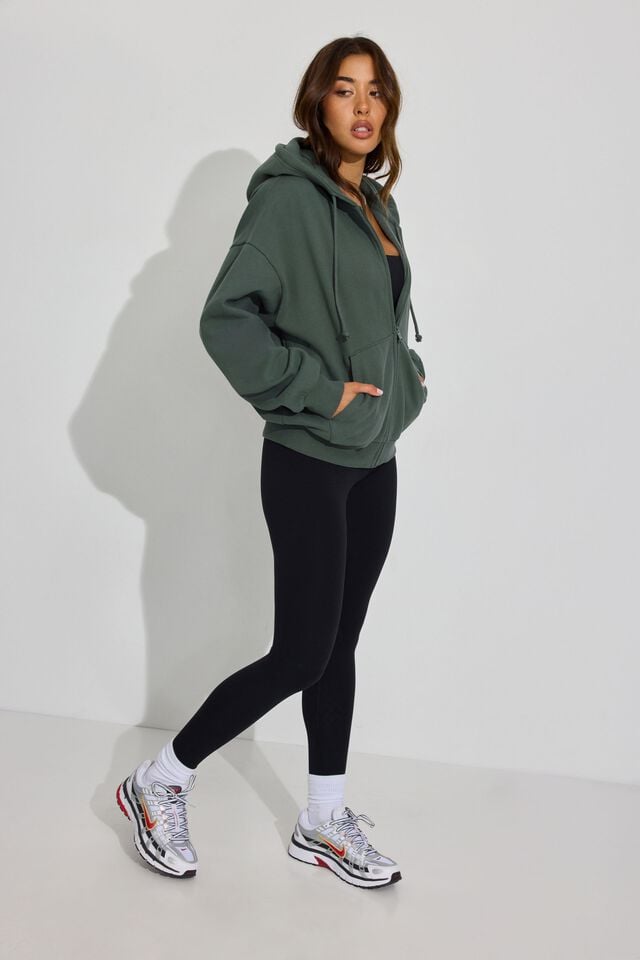 Dark Green Women Garage Ultrafleece Full Zip Hoodie | A-4059182