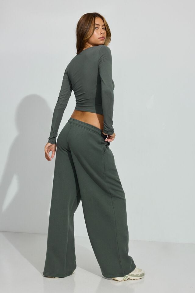 Dark Green Women Garage Ultrafleece Mega Wide Leg Sweatpants | A-2587340