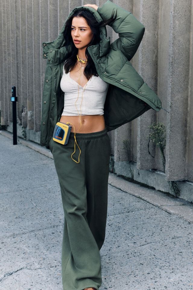 Dark Green Women Garage Ultrafleece Mega Wide Leg Sweatpants | A-2587340