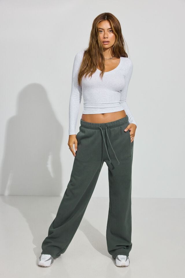 Dark Green Women Garage Ultrafleece Straight Leg Sweatpants | A-5608423