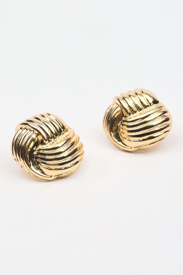 Gold Women Garage Knotted Button Earrings | A-9715280