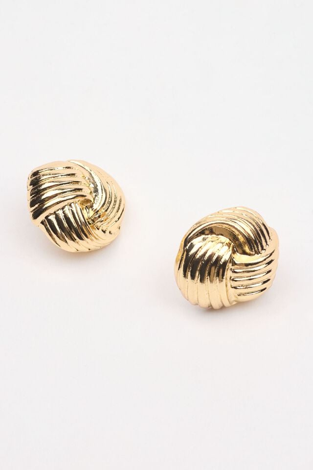 Gold Women Garage Knotted Button Earrings | A-9715280