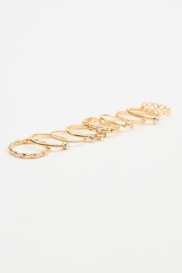 Gold Women Garage Set Of 9 Delicate Gem Rings | A-7650148