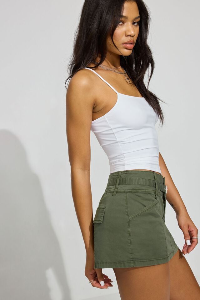 Green Women Garage Belted Micro Skorts | A-8942670