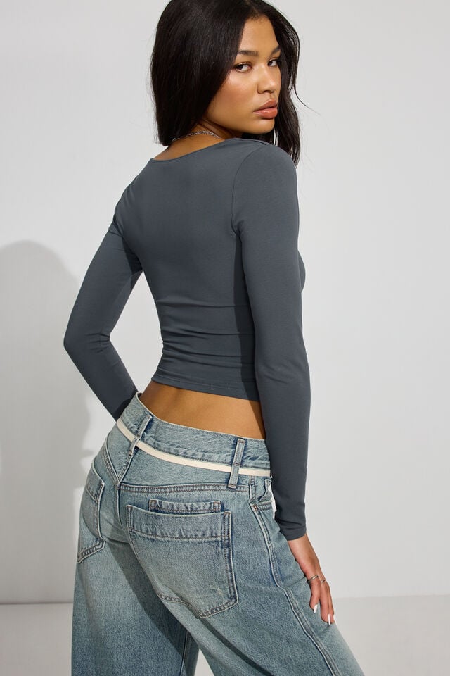 Grey Women Garage Addison Square Neck Long Sleeve | A-4987015