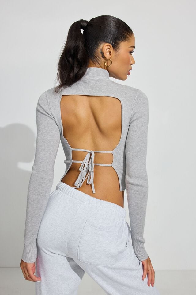 Grey Women Garage Apron Back Sweater | A-8573240