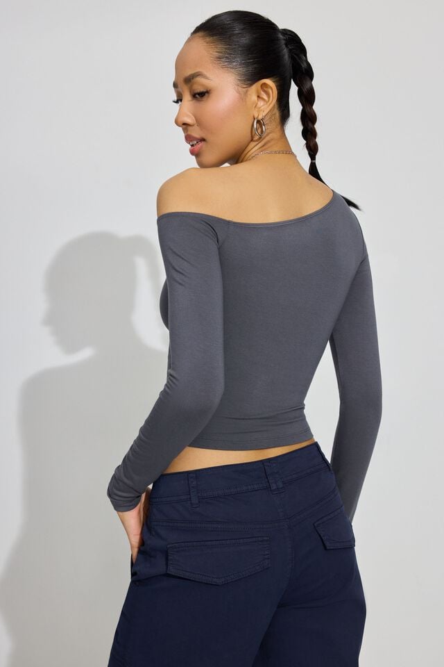 Grey Women Garage Asymmetric Long Sleeve | A-5436072