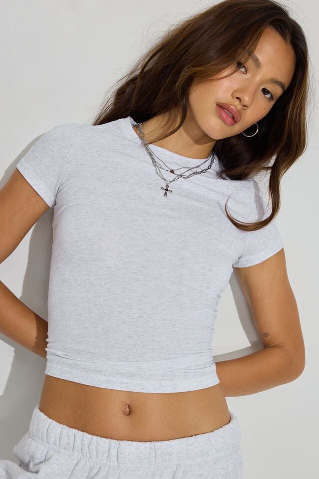 Grey Women Garage Estelle Longline T Shirts | A-7168539